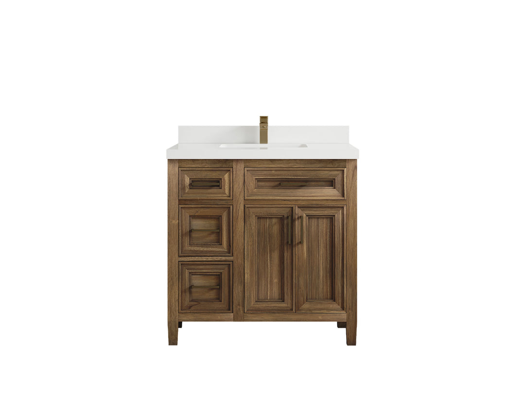 Santa Monica Teak Wood 36 in. W x 22 in. D Center Sink Bathroom Vanity