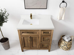 Santa Monica Teak Wood 36 in. W x 22 in. D Left Offset Sink Bathroom Vanity - photo 41