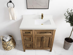 Santa Monica Teak Wood 36 in. W x 22 in. D Right Offset Sink Bathroom Vanity - photo 41