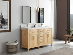 Santa Monica Teak Wood 60 in. W x 22 in. D Double Sink Bathroom Vanity - photo 2