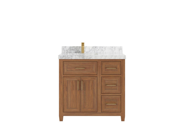 Santa Monica Teak Wood 36 in. W x 22 in. D Left Offset Sink Bathroom Vanity - photo 15
