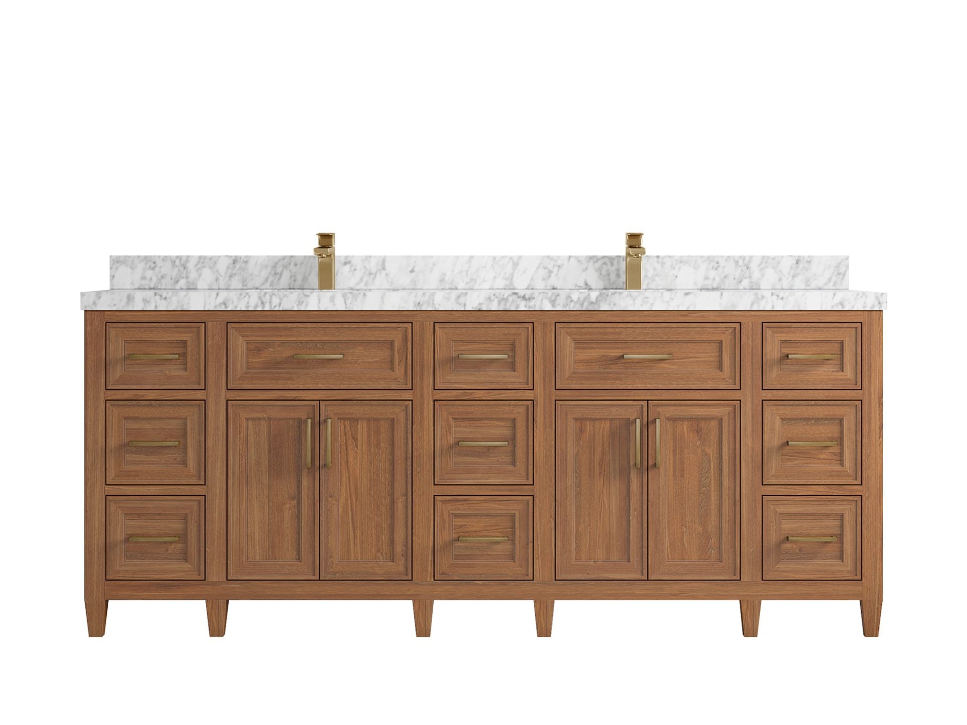 Santa Monica Teak Wood 84 in. W x 22 in. D Double Sink Bathroom Vanity