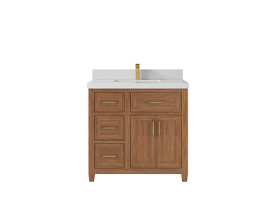 Santa Monica Teak Wood 36 in. W x 22 in. D Center Sink Bathroom Vanity