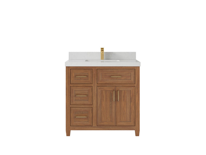 Santa Monica Teak Wood 36 in. W x 22 in. D Center Sink Bathroom Vanity - photo 16