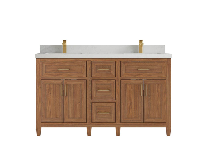 Santa Monica Teak Wood 60 in. W x 22 in. D Double Sink Bathroom Vanity - photo 17