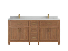 Santa Monica Teak Wood 72 in. W x 22 in. D Double Sink Bathroom Vanity - photo 17