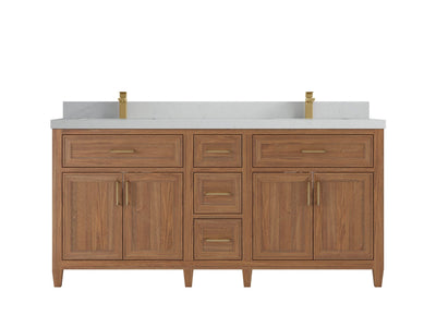 Santa Monica Teak Wood 72 in. W x 22 in. D Double Sink Bathroom Vanity