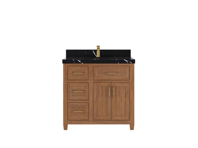 Santa Monica Teak Wood 36 in. W x 22 in. D Center Sink Bathroom Vanity