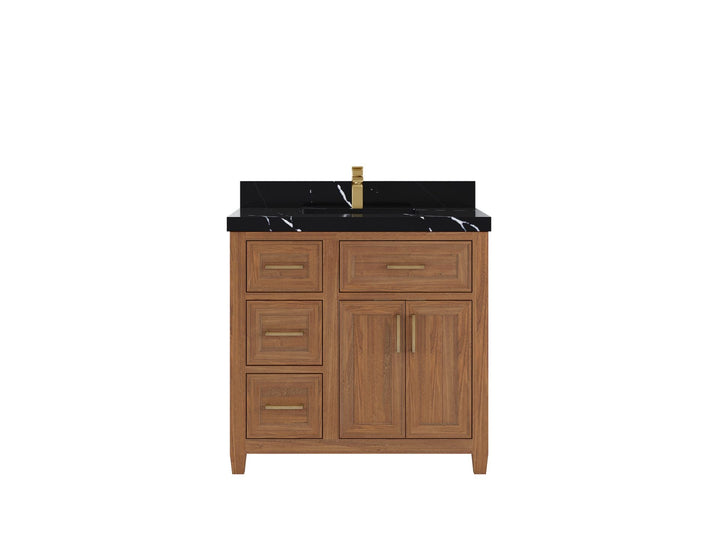 Santa Monica Teak Wood 36 in. W x 22 in. D Center Sink Bathroom Vanity - photo 6
