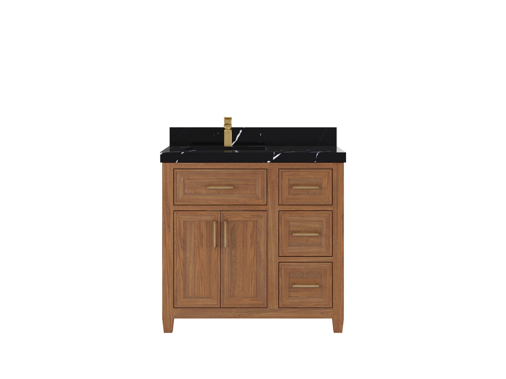 Santa Monica Teak Wood 36 in. W x 22 in. D Left Offset Sink Bathroom Vanity