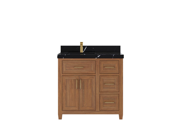 Santa Monica Teak Wood 36 in. W x 22 in. D Left Offset Sink Bathroom Vanity - photo 7