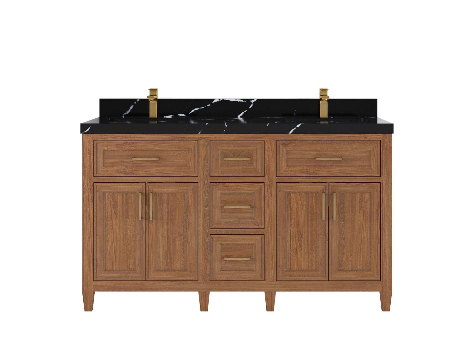Santa Monica Teak Wood 60 in. W x 22 in. D Double Sink Bathroom Vanity