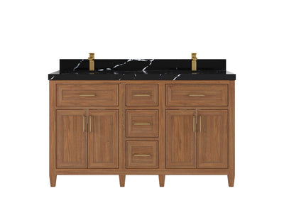 Santa Monica Teak Wood 60 in. W x 22 in. D Double Sink Bathroom Vanity