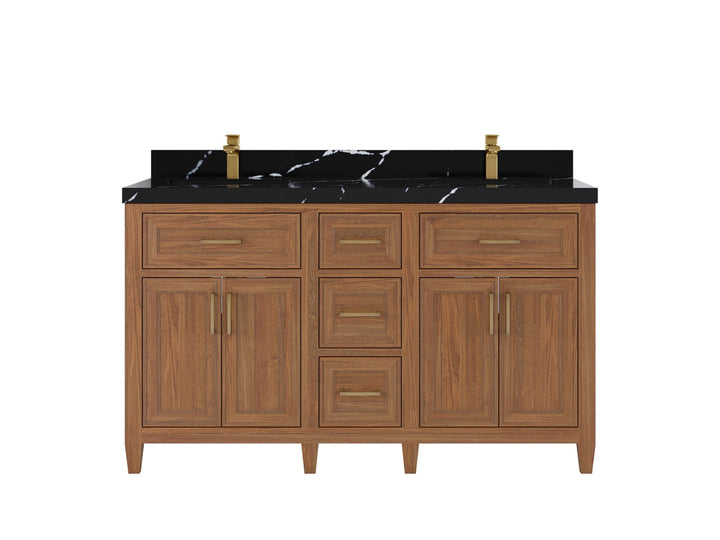 Santa Monica Teak Wood 60 in. W x 22 in. D Double Sink Bathroom Vanity - photo 7