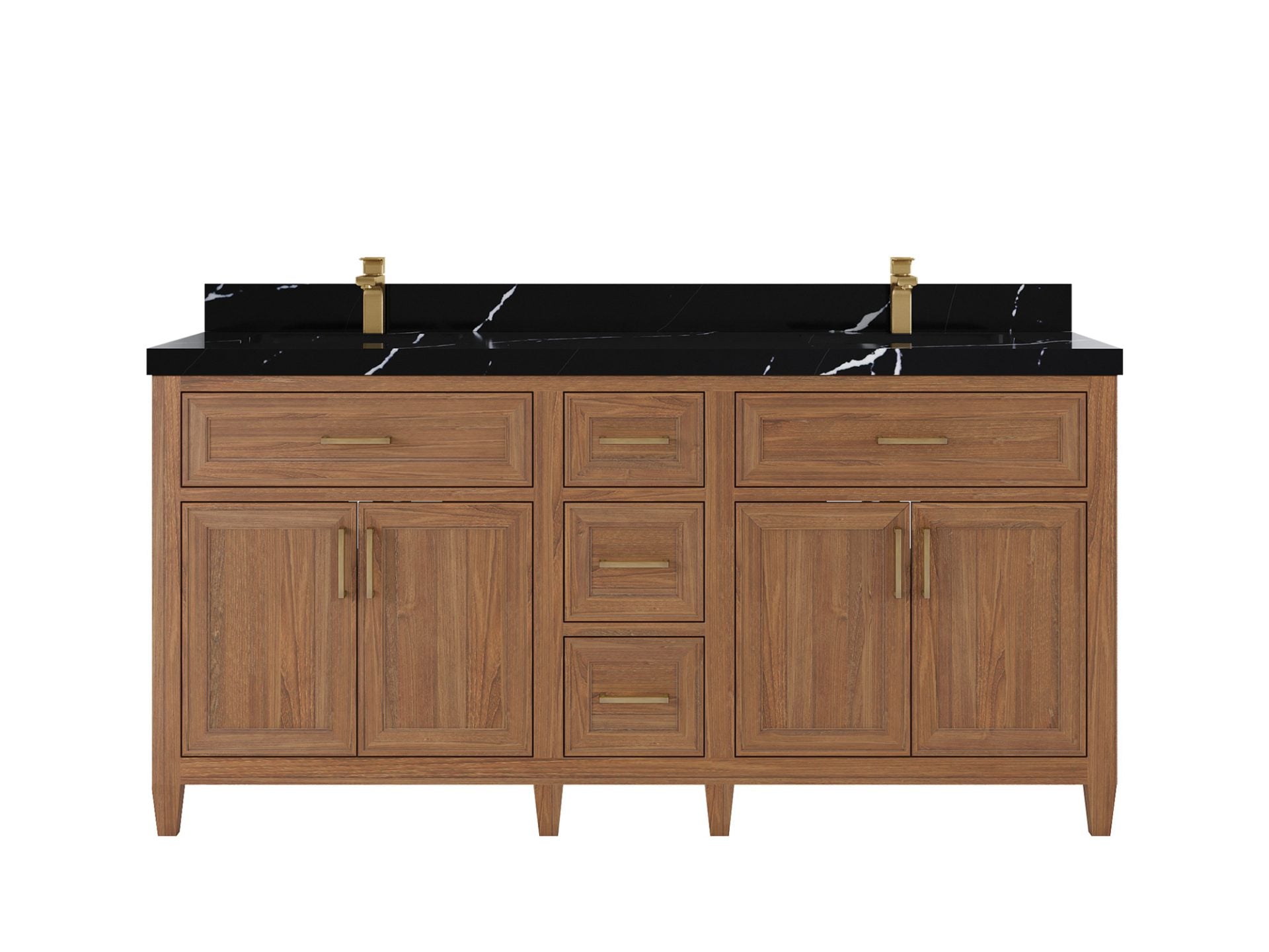 Santa Monica Teak Wood 72 in. W x 22 in. D Double Sink Bathroom Vanity