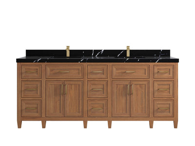Santa Monica Teak Wood 84 in. W x 22 in. D Double Sink Bathroom Vanity