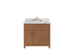 Santa Monica Teak Wood 36 in. W x 22 in. D Single Sink Bathroom Vanity - photo 12