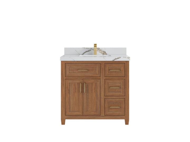 Santa Monica Teak Wood 36 in. W x 22 in. D Single Sink Bathroom Vanity - photo 12