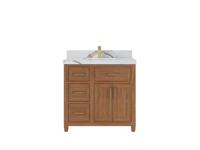 Santa Monica Teak Wood 36 in. W x 22 in. D Center Sink Bathroom Vanity
