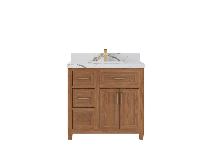 Santa Monica Teak Wood 36 in. W x 22 in. D Center Sink Bathroom Vanity - photo 12