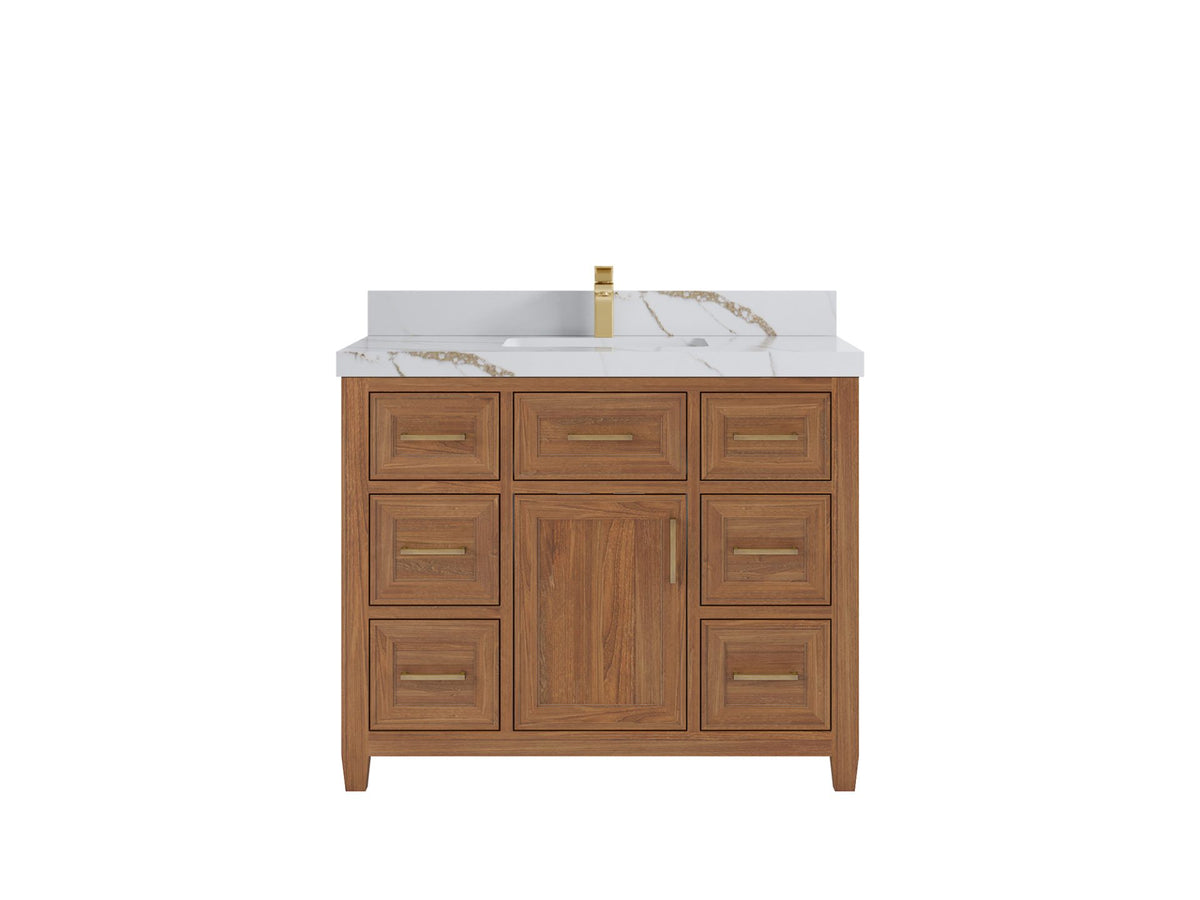 Santa Monica Teak Wood 42 in. W x 22 in. D Single Sink Bathroom Vanity