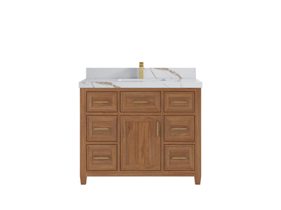 Santa Monica Teak Wood 42 in. W x 22 in. D Single Sink Bathroom Vanity