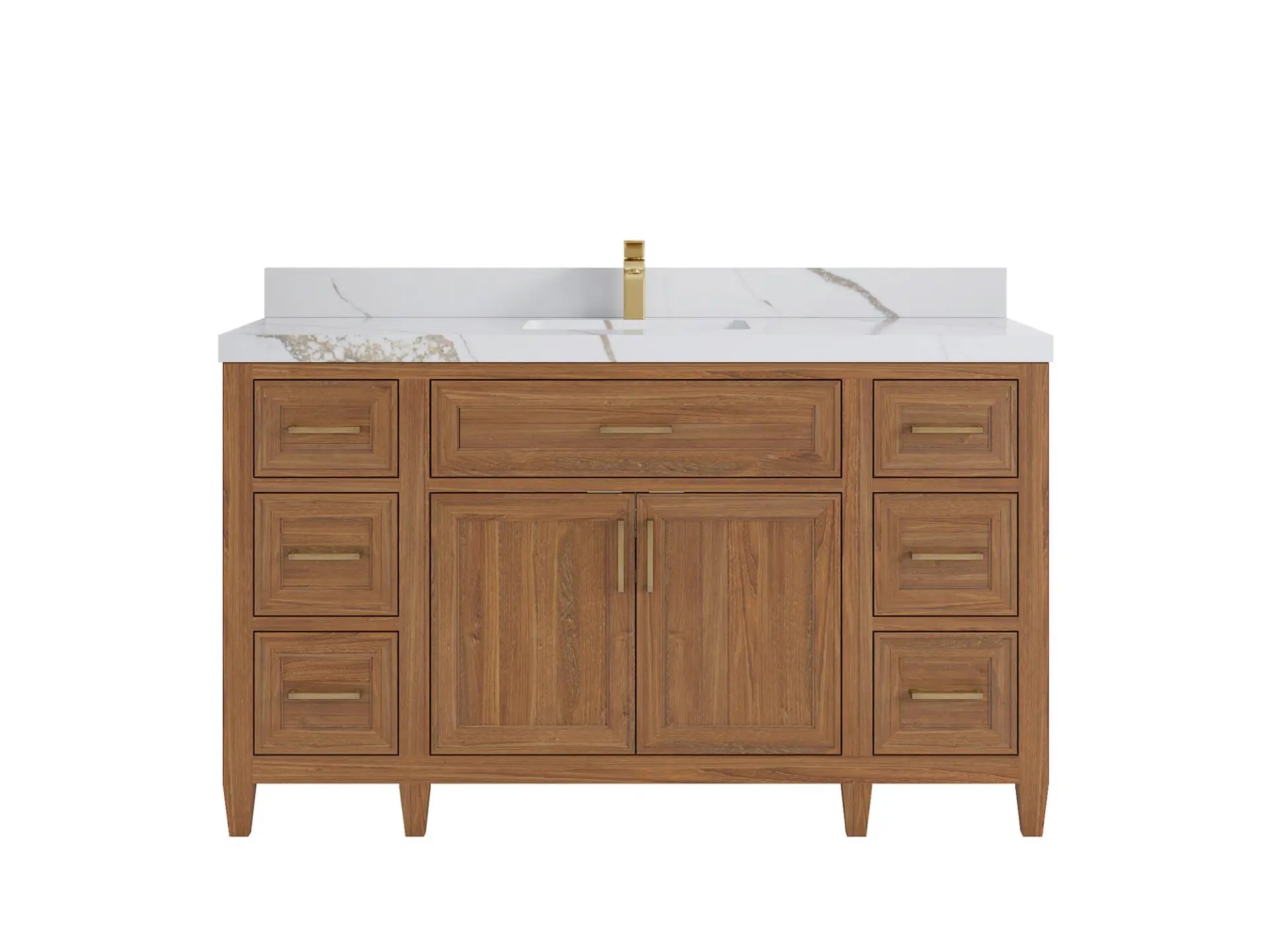 Santa Monica Teak Wood 60 in. W x 22 in. D Single Sink Bathroom Vanity