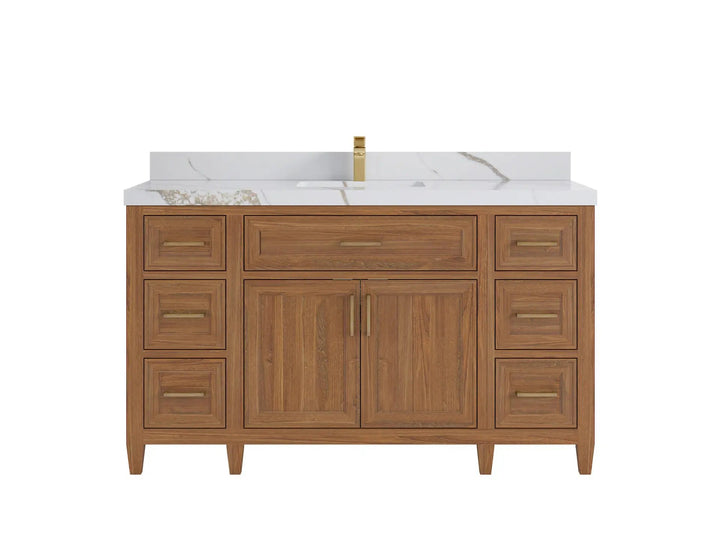 Santa Monica Teak Wood 60 in. W x 22 in. D Single Sink Bathroom Vanity - photo 13