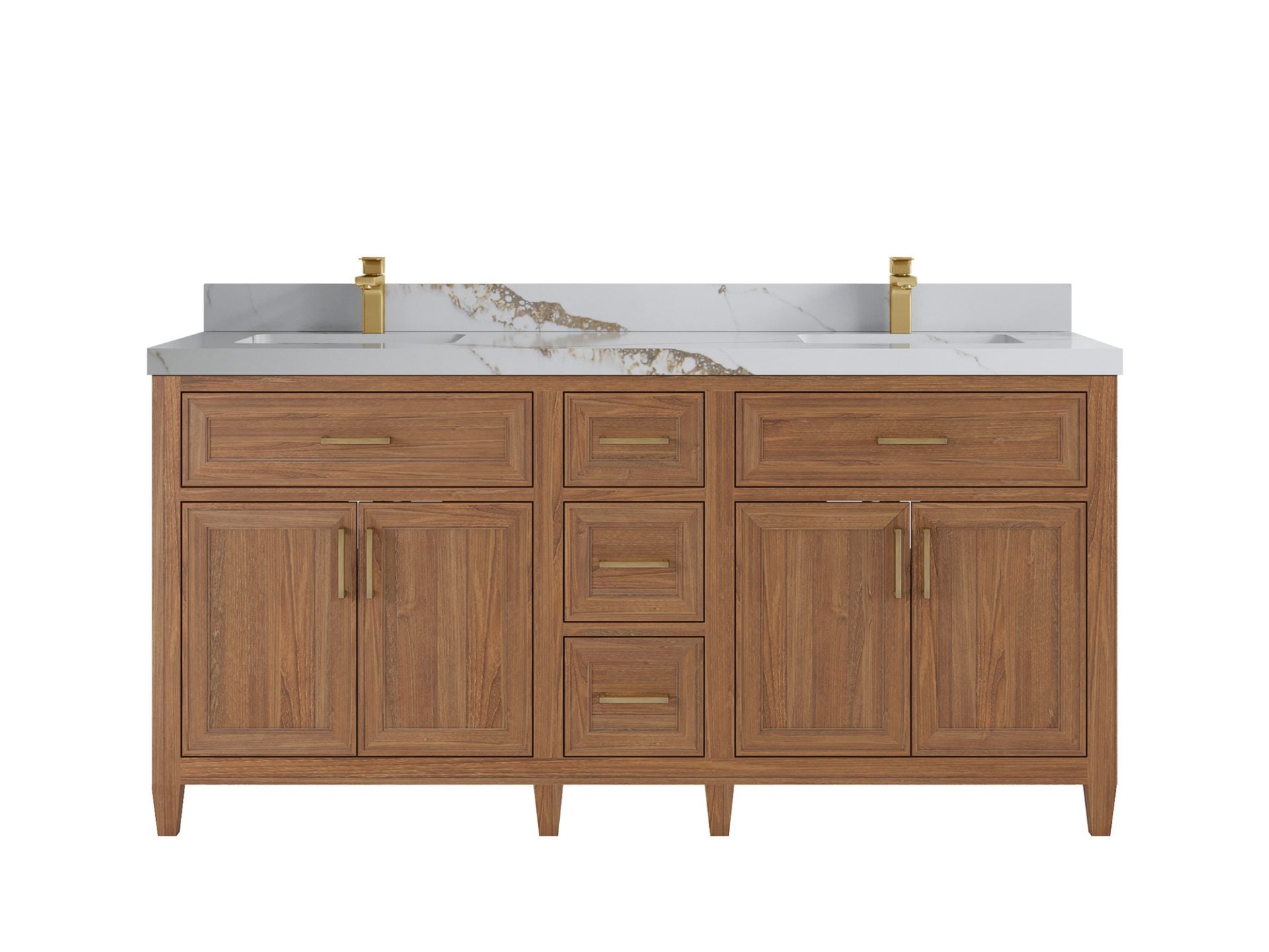 Santa Monica Teak Wood 72 in. W x 22 in. D Double Sink Bathroom Vanity