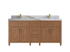 Santa Monica Teak Wood 72 in. W x 22 in. D Double Sink Bathroom Vanity - photo 13