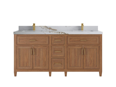 Santa Monica Teak Wood 72 in. W x 22 in. D Double Sink Bathroom Vanity
