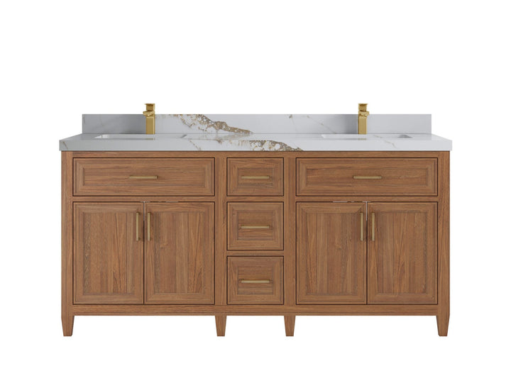 Santa Monica Teak Wood 72 in. W x 22 in. D Double Sink Bathroom Vanity - photo 13