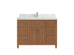 Santa Monica Teak Wood 48 in. W x 22 in. D Single Sink Bathroom Vanity - photo 7
