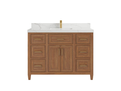 Santa Monica Teak Wood 48 in. W x 22 in. D Single Sink Bathroom Vanity