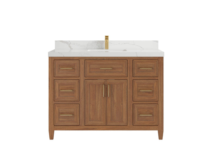 Santa Monica Teak Wood 48 in. W x 22 in. D Single Sink Bathroom Vanity - photo 7