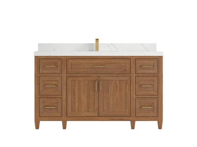 Santa Monica Teak Wood 60 in. W x 22 in. D Single Sink Bathroom Vanity
