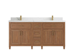 Santa Monica Teak Wood 72 in. W x 22 in. D Double Sink Bathroom Vanity - photo 8