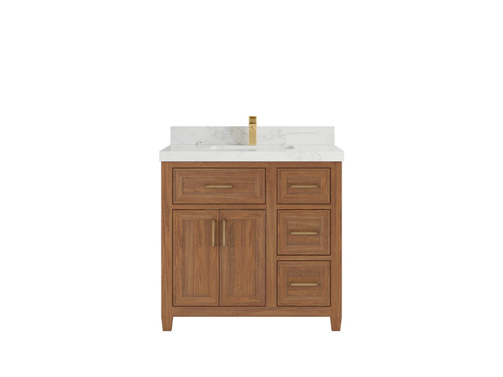 Santa Monica Teak Wood 36 in. W x 22 in. D Single Sink Bathroom Vanity - photo 13
