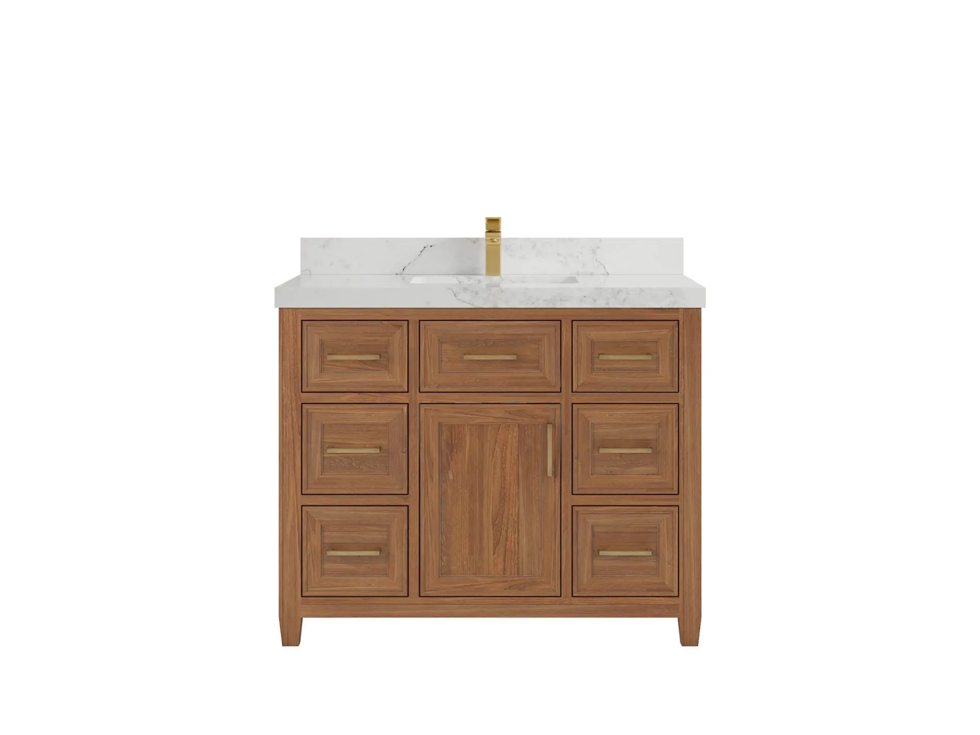 Santa Monica Teak Wood 42 in. W x 22 in. D Single Sink Bathroom Vanity