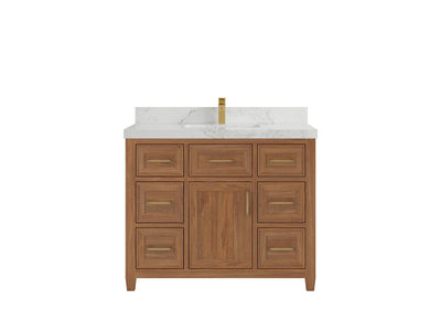 Santa Monica Teak Wood 42 in. W x 22 in. D Single Sink Bathroom Vanity