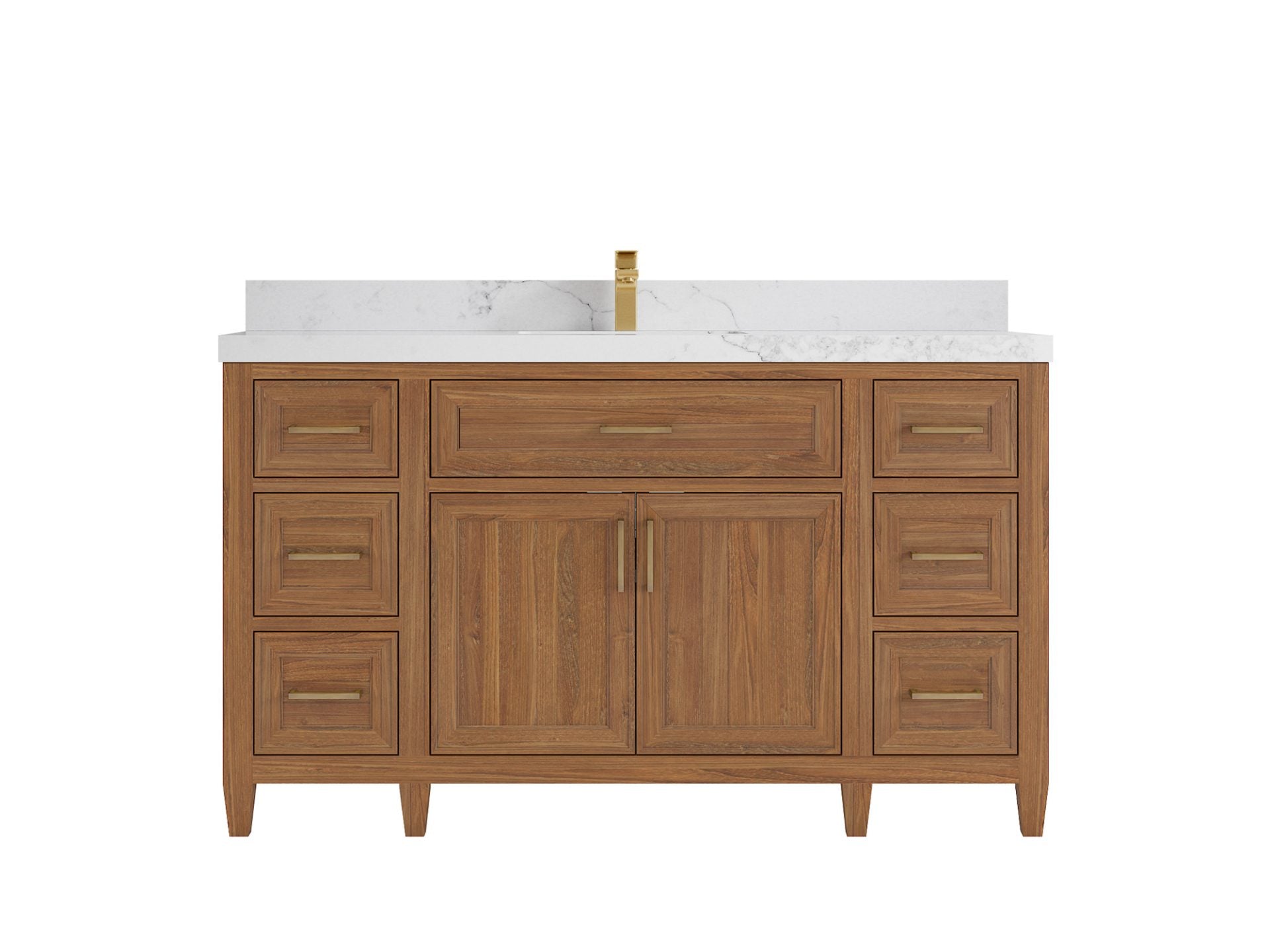 Santa Monica Teak Wood 60 in. W x 22 in. D Single Sink Bathroom Vanity
