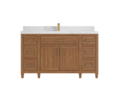Santa Monica Teak Wood 60 in. W x 22 in. D Single Sink Bathroom Vanity