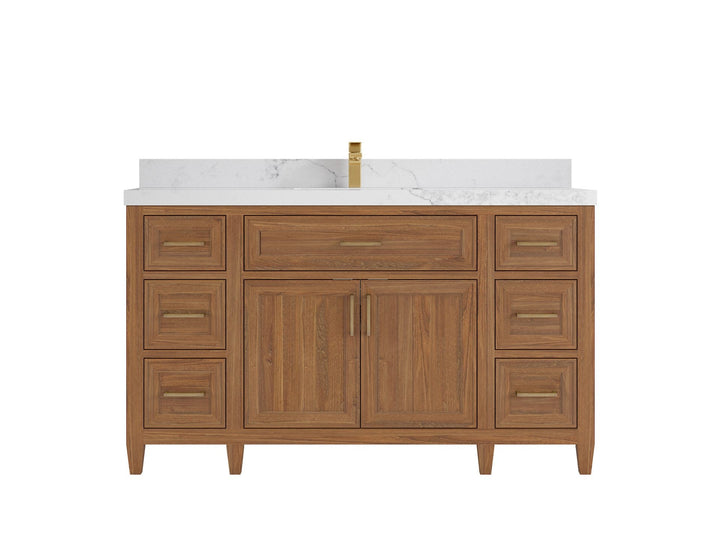 Santa Monica Teak Wood 60 in. W x 22 in. D Single Sink Bathroom Vanity - photo 14