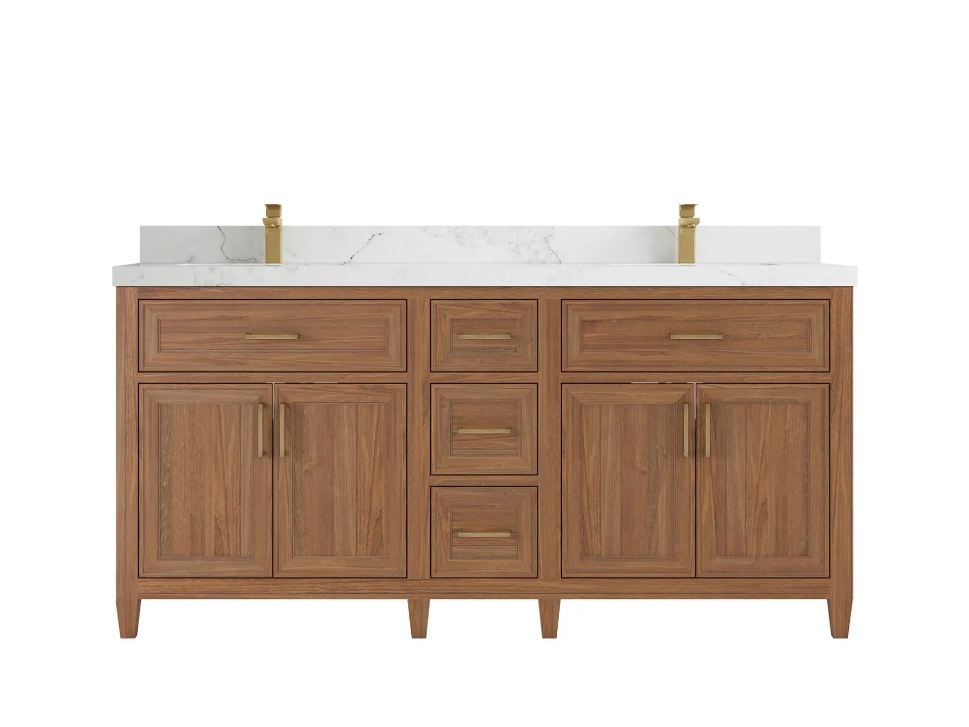 Santa Monica Teak Wood 72 in. W x 22 in. D Double Sink Bathroom Vanity