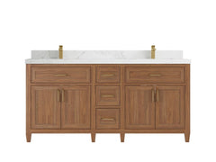 Santa Monica Teak Wood 72 in. W x 22 in. D Double Sink Bathroom Vanity - photo 14