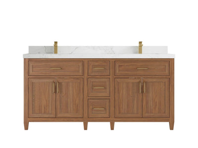 Santa Monica Teak Wood 72 in. W x 22 in. D Double Sink Bathroom Vanity