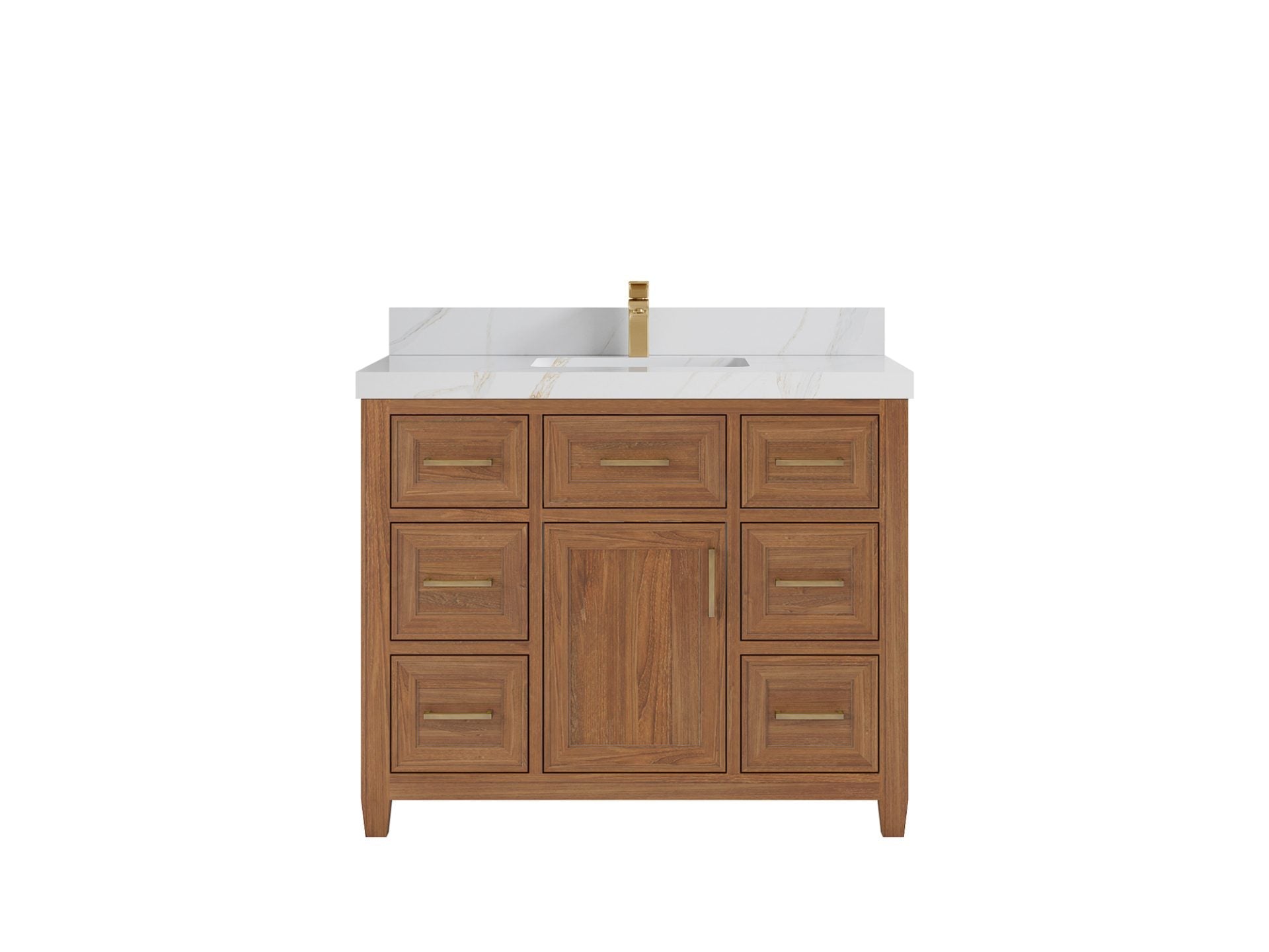 Santa Monica Teak Wood 42 in. W x 22 in. D Single Sink Bathroom Vanity