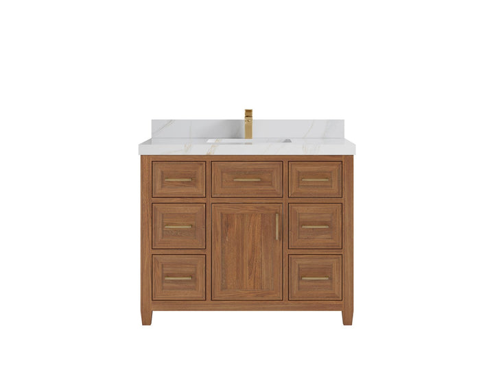 Santa Monica Teak Wood 42 in. W x 22 in. D Single Sink Bathroom Vanity - photo 9