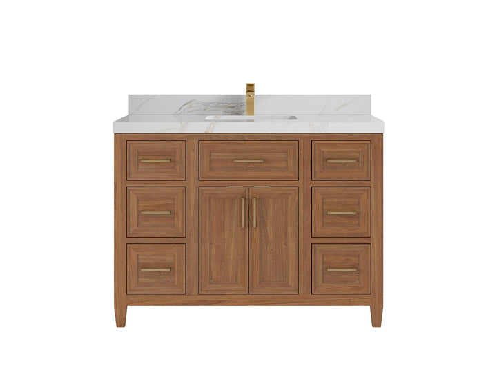 Santa Monica Teak Wood 48 in. W x 22 in. D Single Sink Bathroom Vanity - photo 10