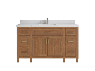 Santa Monica Teak Wood 60 in. W x 22 in. D Single Sink Bathroom Vanity